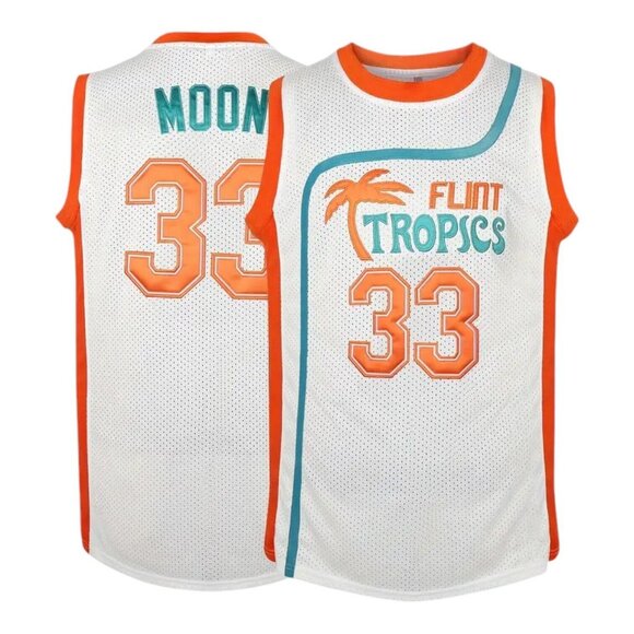 Flint Tropics Jackie Moon #33 Semi Pro Movie Basketball Jersey White Mens - Picture 1 of 7